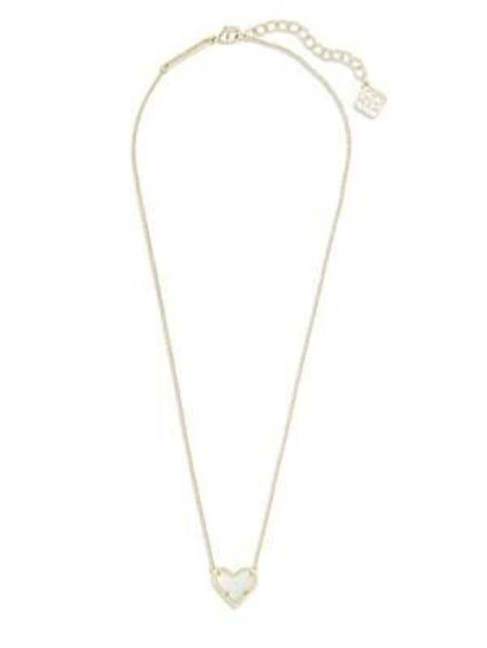 Ari Heart Gold Pendant Necklace in White Kyocera Opal